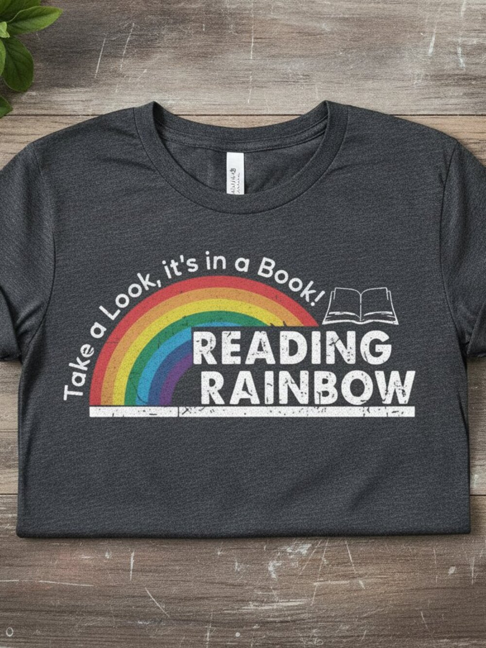 Reading Rainbow Take A Look It's In A Book Retro Grey T-Shirt - Picture 2 of 5
